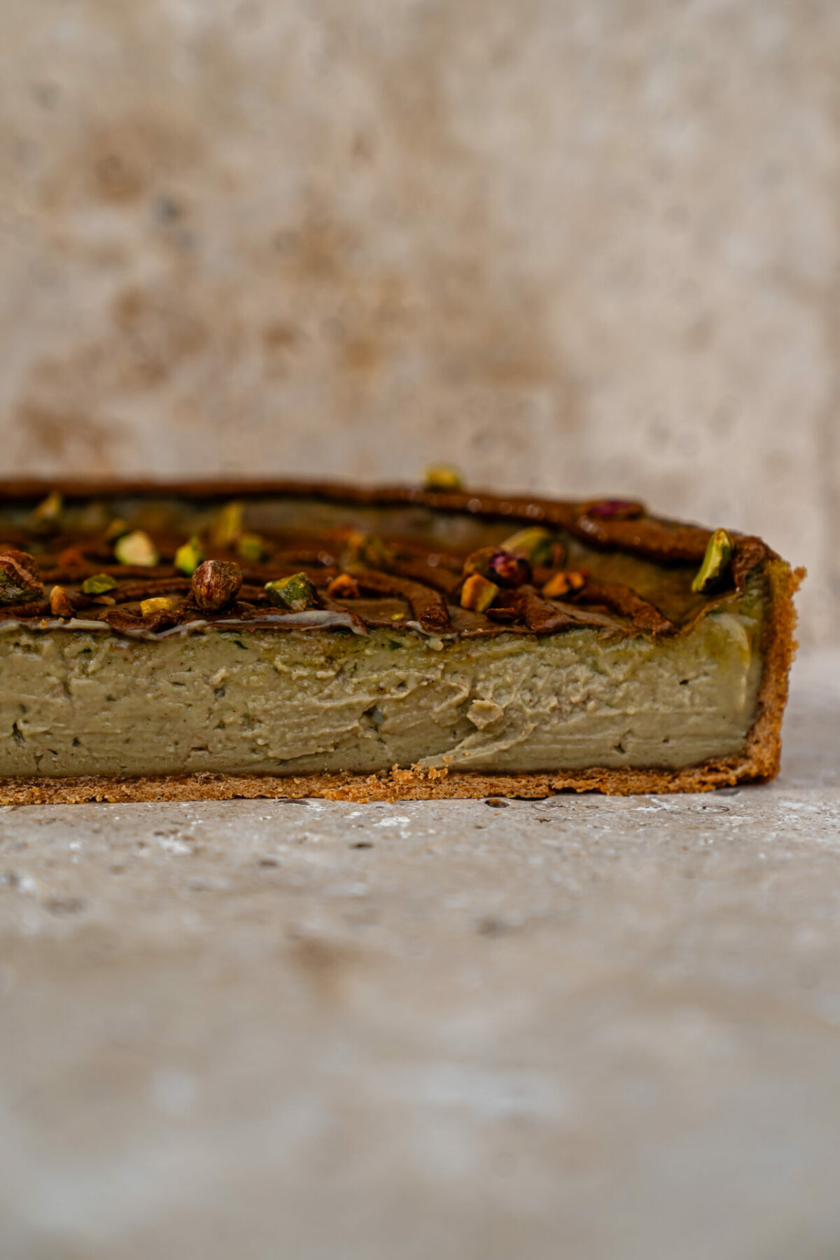 Part de flan à la pistache